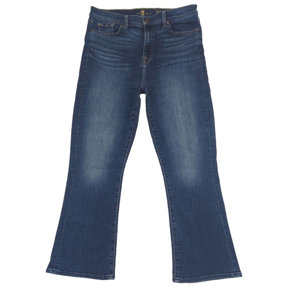 7 For All Mankind Womens Jeans 34x26.5 High Waist Slim Kick Bootcut Medium Wash